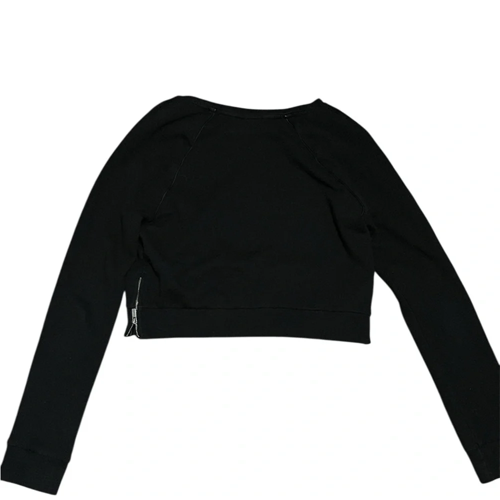Black Cropped Long Sleeve Top - Picture 2 of 4